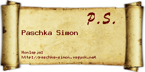 Paschka Simon névjegykártya
